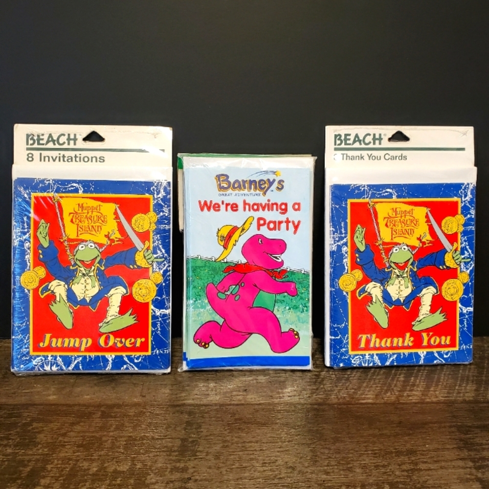 Barneys Muppet Vintage Party Invitations and Thank You Cards Set